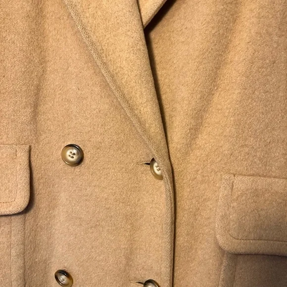 Vintage Lands End 100% Camel Hair Wool Double-Breasted Trench Coat - Size 10 - Picture 8 of 11